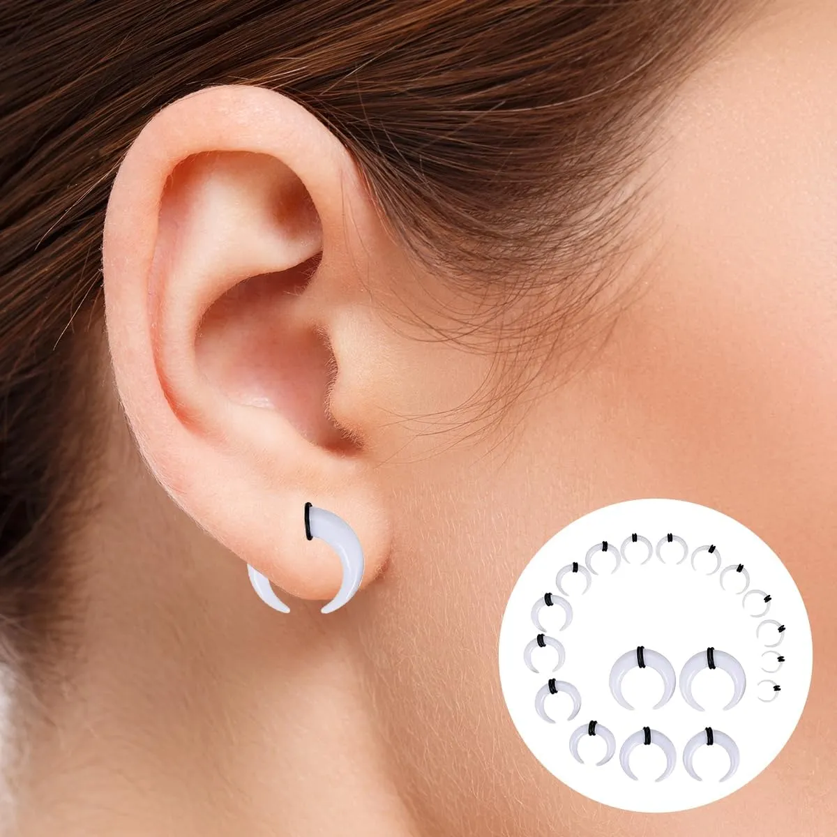 1-18PCS Acrylic Pincher Tapers Stretching Kit 00G 0G 2G 4G 6G 8G 10G 12G 14G C Shaped Buffalo Horseshoe Stretcher Expander Ear Nose Septum Stretching Kit