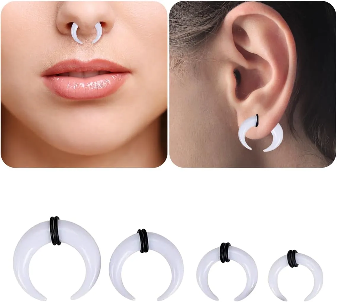 1-18PCS Acrylic Pincher Tapers Stretching Kit 00G 0G 2G 4G 6G 8G 10G 12G 14G C Shaped Buffalo Horseshoe Stretcher Expander Ear Nose Septum Stretching Kit
