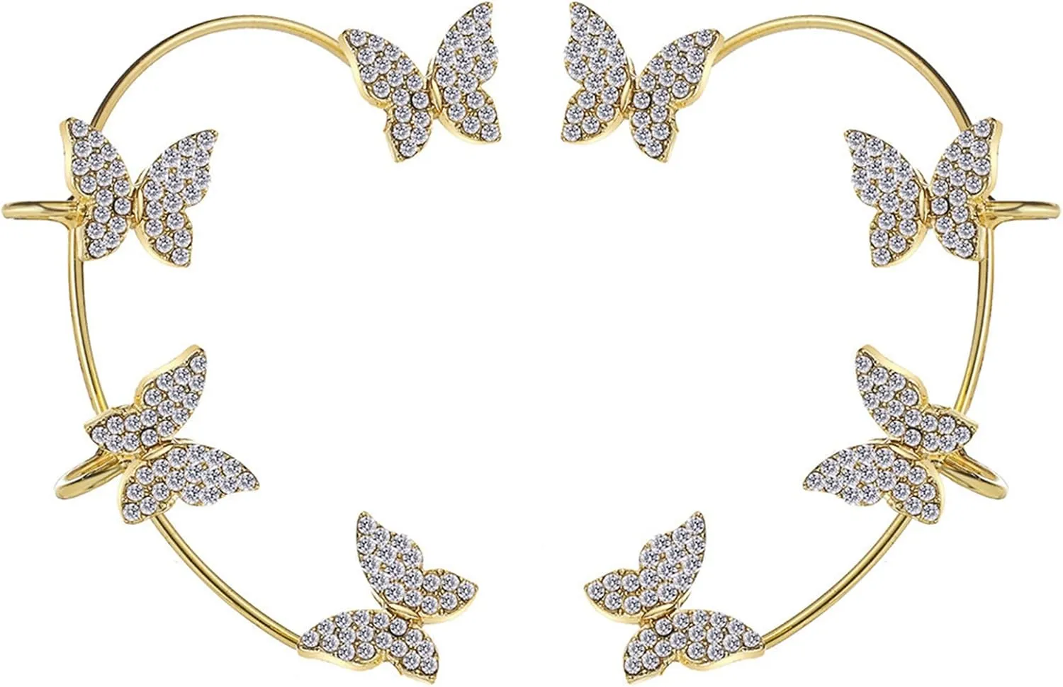 1 Pair Zircon Butterfly Ear Cuff Earrings for Women CZ Butterfly Ear Wrap Earrings No Piercing Ear Clip Wrap Around Fake Earrings