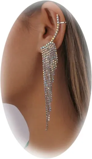 1 Pair Zircon Butterfly Earrings For Women Rhinestone Non Pierced Ear Crawler Clips Butterfly Cuff Wrap Earrings