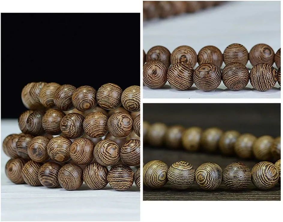 108 Wenge Wood Beads Bracelet/Necklace Mala Prayer Buddha Meditation Link Wrist Bracelet