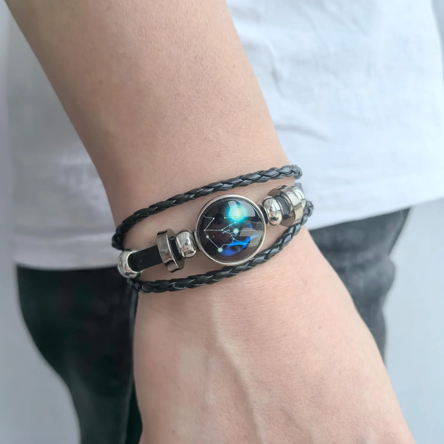 12 Zodiac Leather Adjustable Bracelet Spirit Constellation Zodiac Bracelets Guardian Bracelet Gift for Constellation Lovers