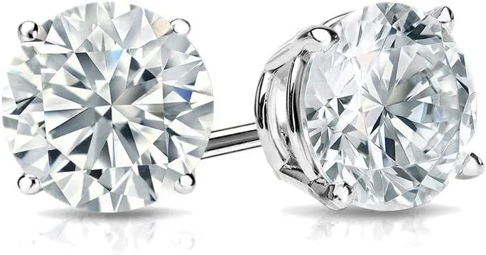 1/4 Carat Lab Grown Diamond Round Stud Earrings in 14k Gold (G-H, SI1-SI2, cttw) 4-Prong Basket Screw Back by Diamond Wish