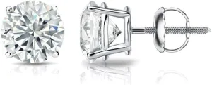 1/4 Carat Lab Grown Diamond Round Stud Earrings in 14k Gold (G-H, SI1-SI2, cttw) 4-Prong Basket Screw Back by Diamond Wish