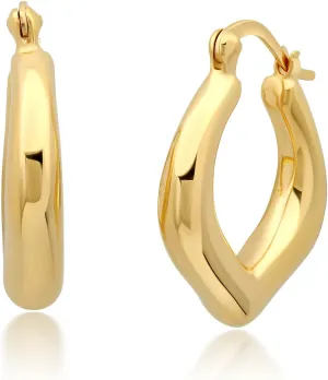 14k Yellow Gold Plated Hoop Earrings for Women with Click Top | Anti Tarnish Lightweight Chunky 14K Gold Hoop Earrings | Hypoallergenic Gold Plated Earrings 0.6 to 1 Inches by MAX   STONE