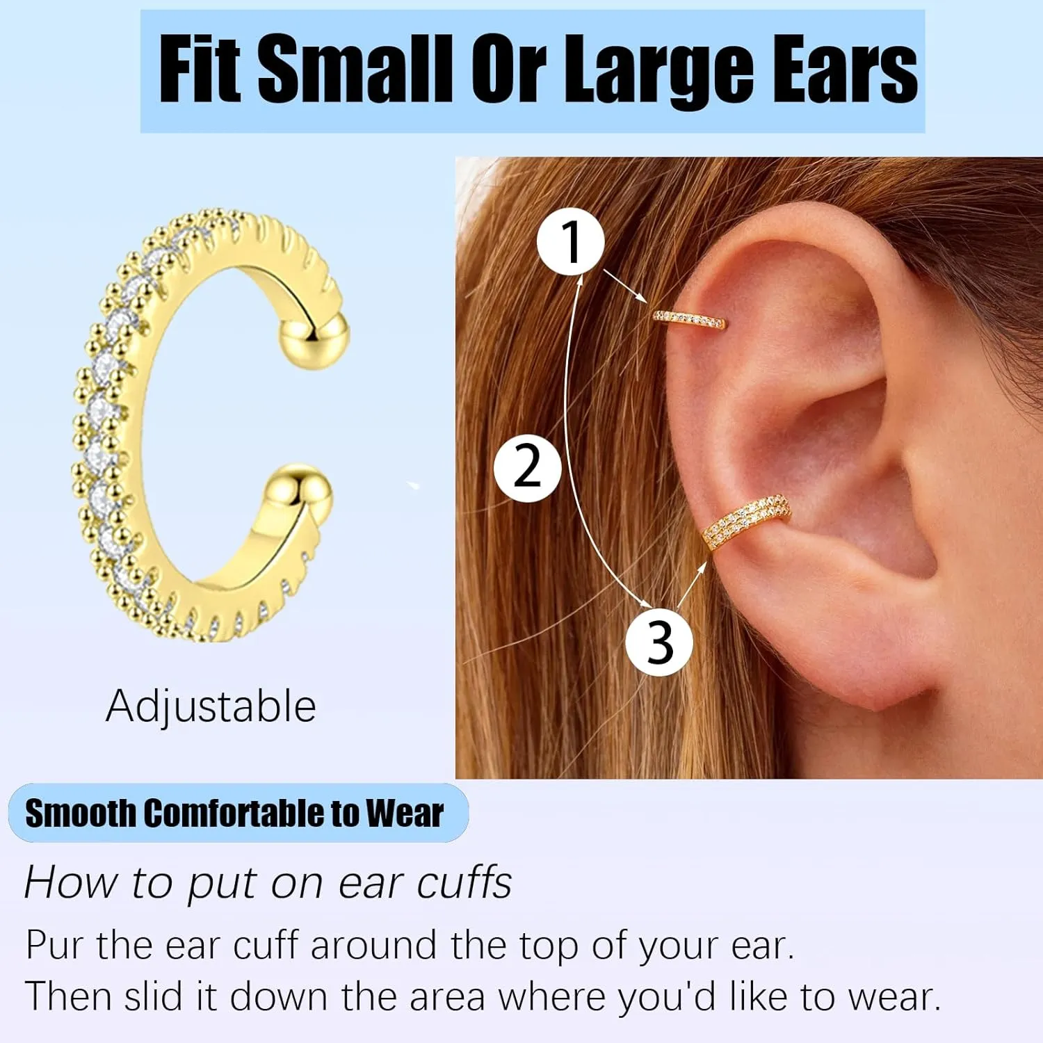 16 Pcs Ear Cuffs for Women Non Piercing Ear Cuffs Earrings 14K Gold Plated Cuff Earrings Non Pierced Clip On Cartilage Earring Fake Earrings Jewelry Set