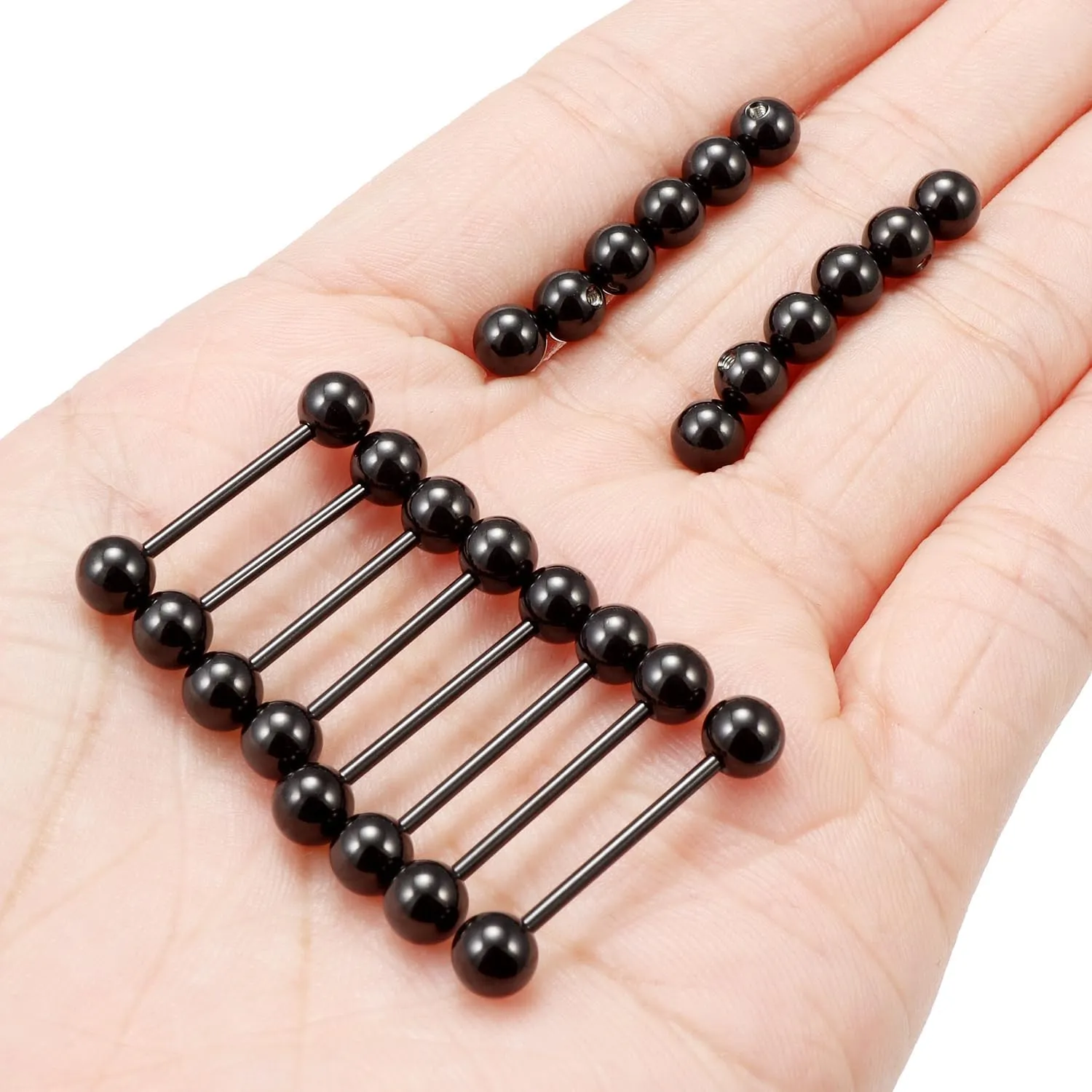 16G 14G Tongue Rings Nipple Rings Surgical Steel Tongue Piercing Jewelry Nipple Bar Straight Barbells Piercing Jewelry 14mm,16mm