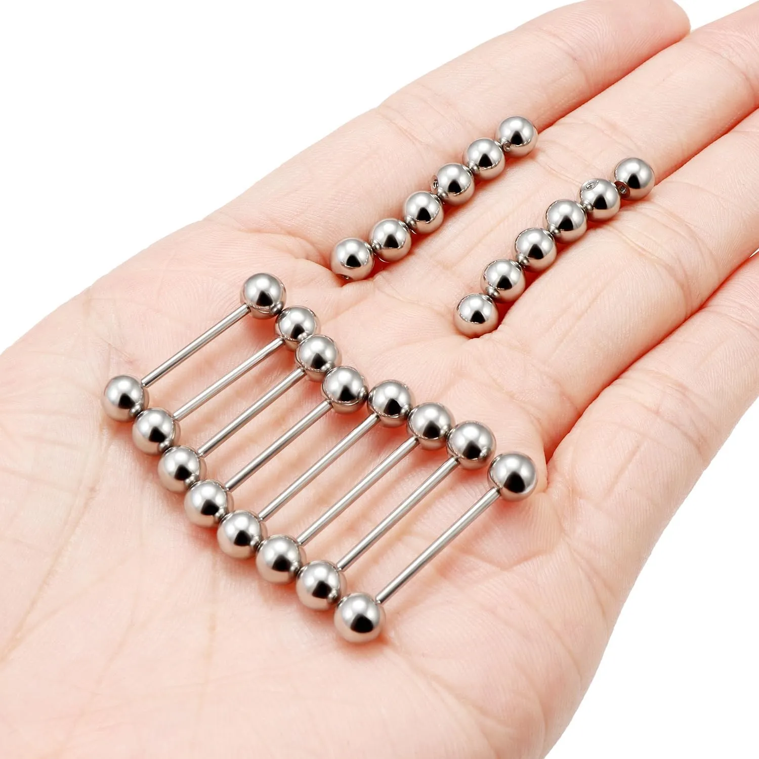 16G 14G Tongue Rings Nipple Rings Surgical Steel Tongue Piercing Jewelry Nipple Bar Straight Barbells Piercing Jewelry 14mm,16mm