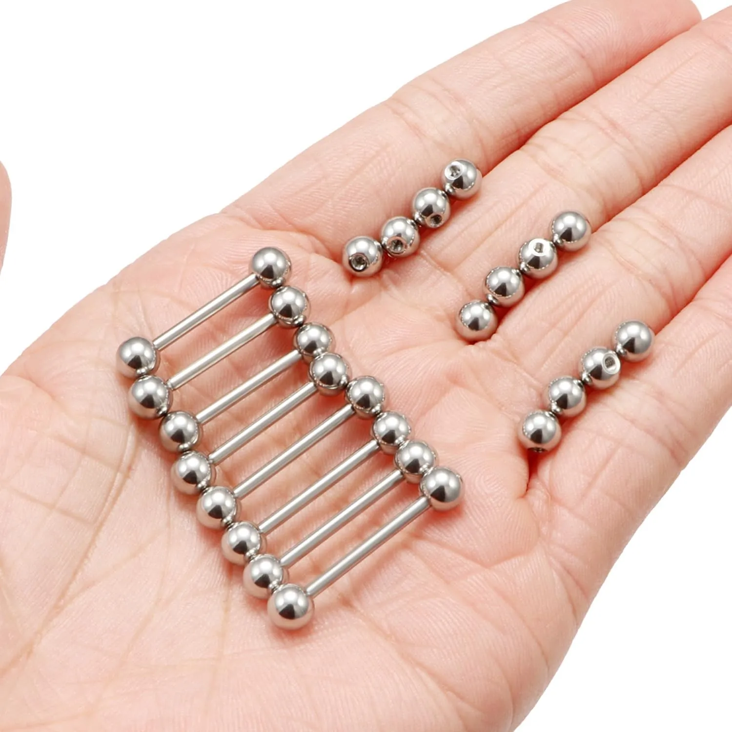 16G 14G Tongue Rings Nipple Rings Surgical Steel Tongue Piercing Jewelry Nipple Bar Straight Barbells Piercing Jewelry 14mm,16mm