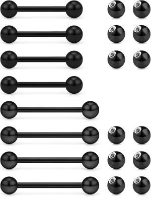 16G 14G Tongue Rings Nipple Rings Surgical Steel Tongue Piercing Jewelry Nipple Bar Straight Barbells Piercing Jewelry 14mm,16mm