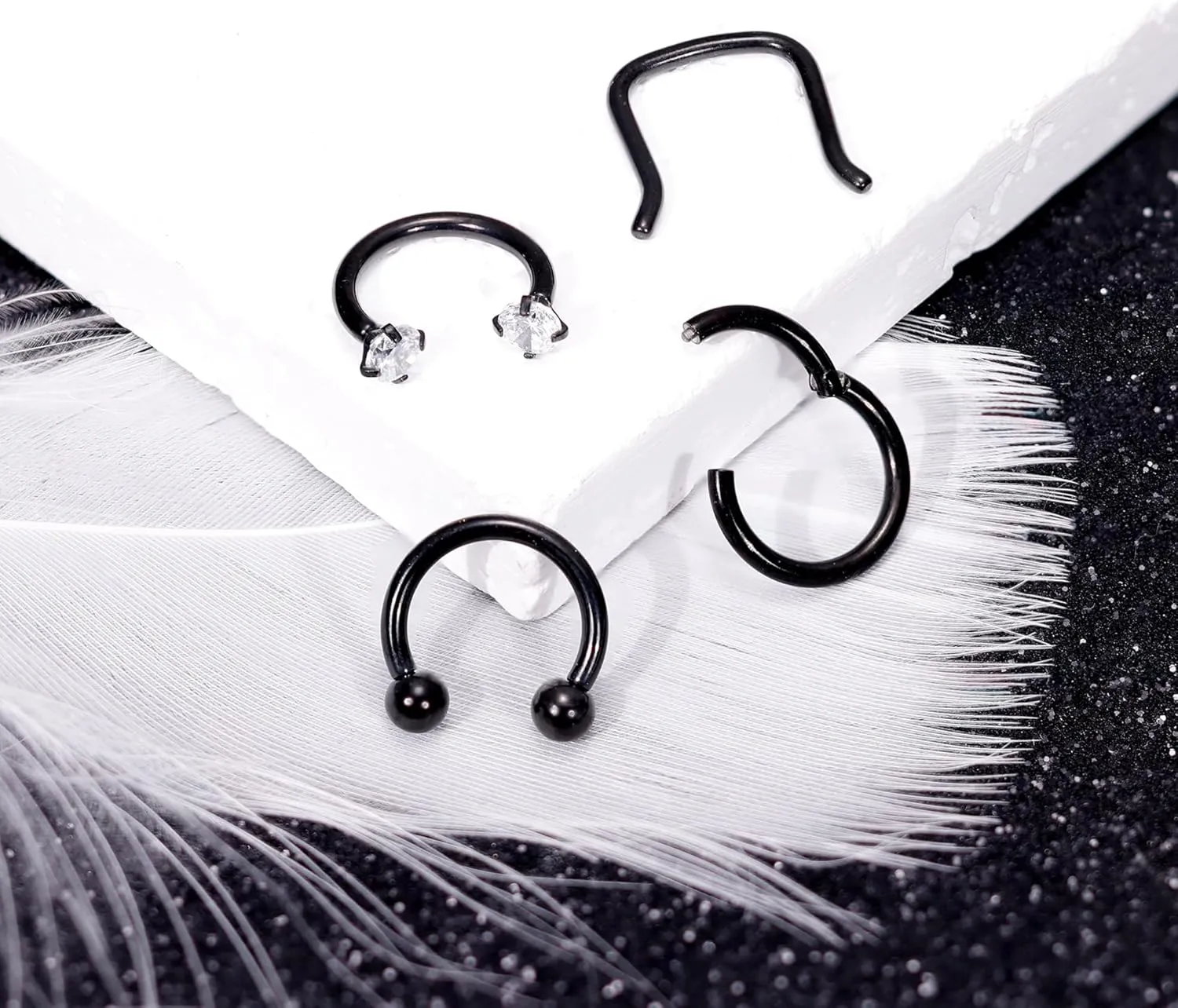 16G 4PCS G23 Titanium Septum Nose Rings for Men Women Horseshoe Septum Ring for Sensitive Skin Hinged Seamless Septum Hoop Cartilage Helix Daith Tragus Piercing Jewelry 8MM 10MM