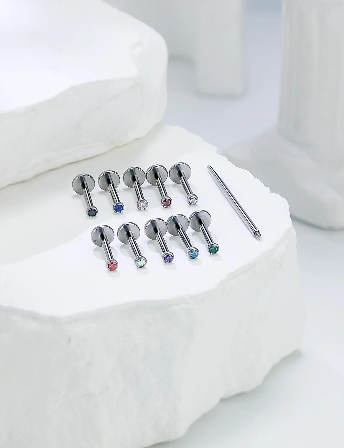 16G F136 Titanium Lip Rings Labret Jewelry Internally Threaded Monroe Lip Ring Medusa Snake Bite Piercing Jewelry Conch Tragus Forward Helix Cartilage Earring Studs Piercing Jewelry for Women