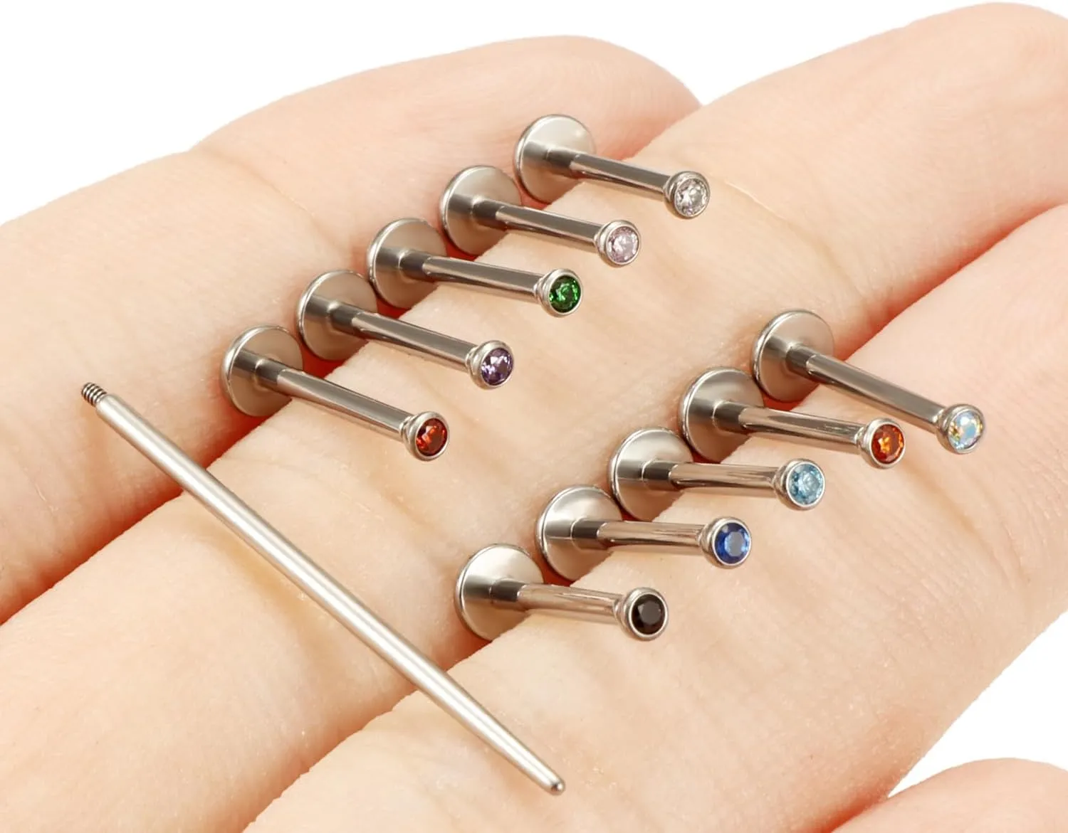 16G F136 Titanium Lip Rings Labret Jewelry Internally Threaded Monroe Lip Ring Medusa Snake Bite Piercing Jewelry Conch Tragus Forward Helix Cartilage Earring Studs Piercing Jewelry for Women