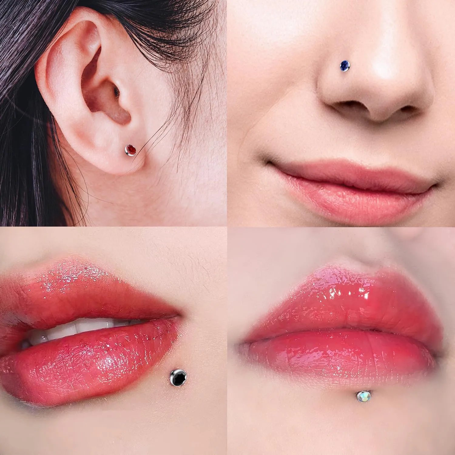 16G F136 Titanium Lip Rings Labret Jewelry Internally Threaded Monroe Lip Ring Medusa Snake Bite Piercing Jewelry Conch Tragus Forward Helix Cartilage Earring Studs Piercing Jewelry for Women