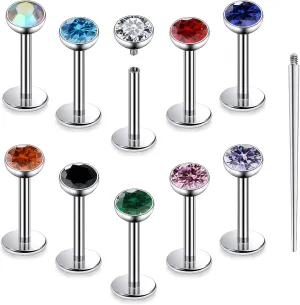 16G F136 Titanium Lip Rings Labret Jewelry Internally Threaded Monroe Lip Ring Medusa Snake Bite Piercing Jewelry Conch Tragus Forward Helix Cartilage Earring Studs Piercing Jewelry for Women