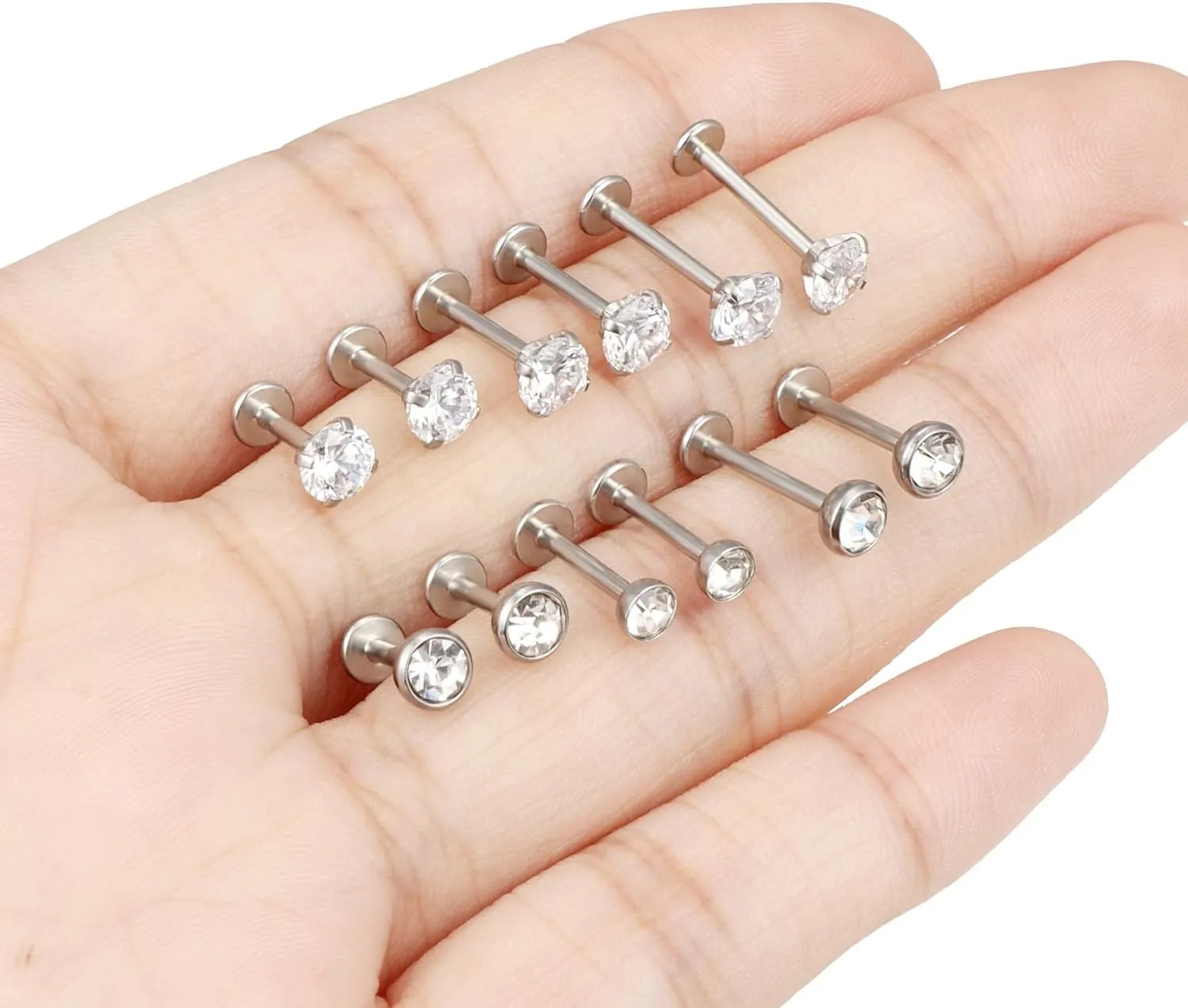 16G Lip Rings for Women Stainless Surgical Steel Labret Jewelry Monroe Lip Ring Medusa Piercing Jewelry Tragus Helix Cartilage Forward Earring Piercing Jewelry for Women 6MM 8MM 10MM 6 Pairs