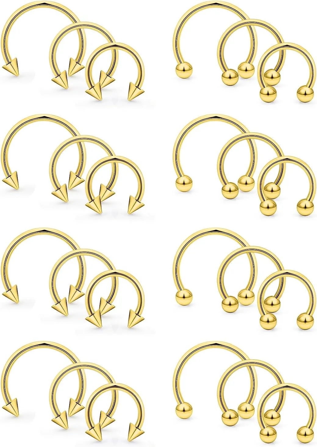 16G Septum Rings Surgical Steel Septum Nose Rings for Women Horseshoe Hoop Daith Earring Eyebrow Lip Piercing Jewelry 24 Pieces