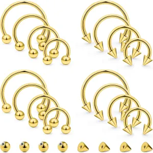 16G Septum Rings Surgical Steel Septum Nose Rings for Women Horseshoe Hoop Daith Earring Eyebrow Lip Piercing Jewelry Ball and Spike