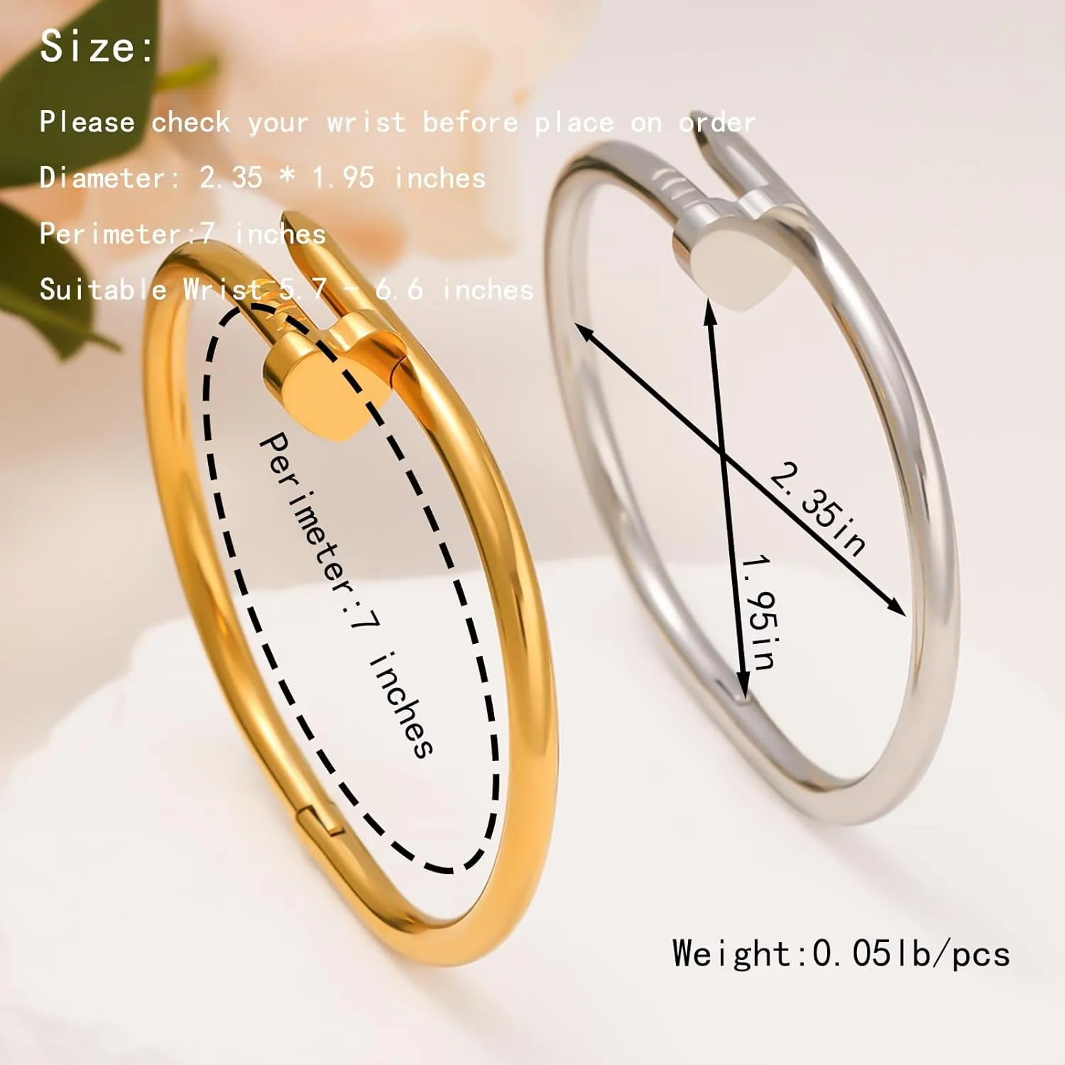 18 K Gold Plated Double Bangle Bracelet Stack Love Jewelry Set for Women Gift with Box
