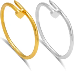 18 K Gold Plated Double Bangle Bracelet Stack Love Jewelry Set for Women Gift with Box