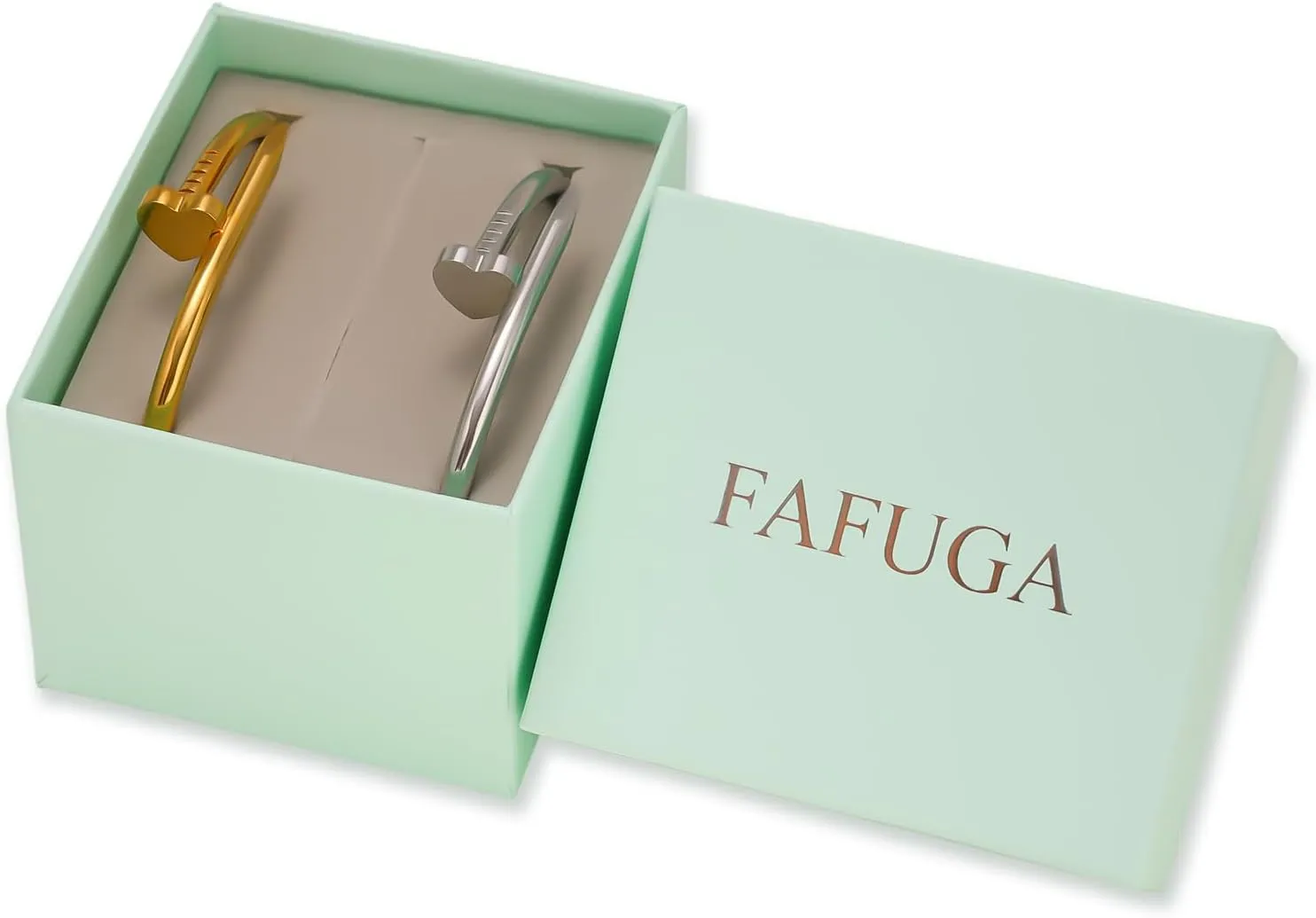 18 K Gold Plated Double Bangle Bracelet Stack Love Jewelry Set for Women Gift with Box