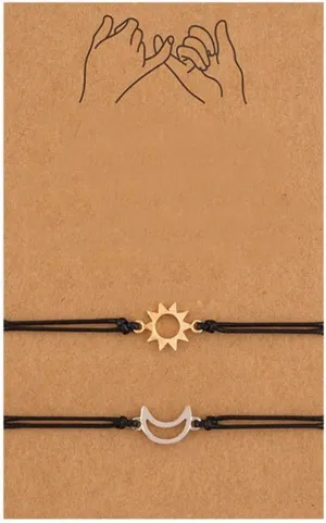 2 Pcs Sun and Moon Matching Bracelet Friendship Couple Promise Bracelet Mother Daughter Best Friend Bracelets Valentine'Day Gifts