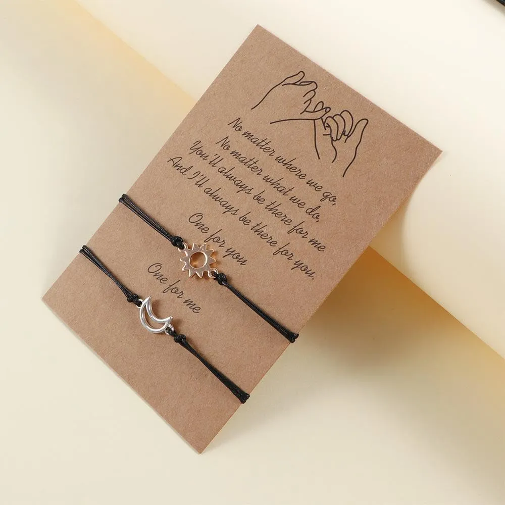 2 Pcs Sun and Moon Matching Bracelet Friendship Couple Promise Bracelet Mother Daughter Best Friend Bracelets Valentine'Day Gifts