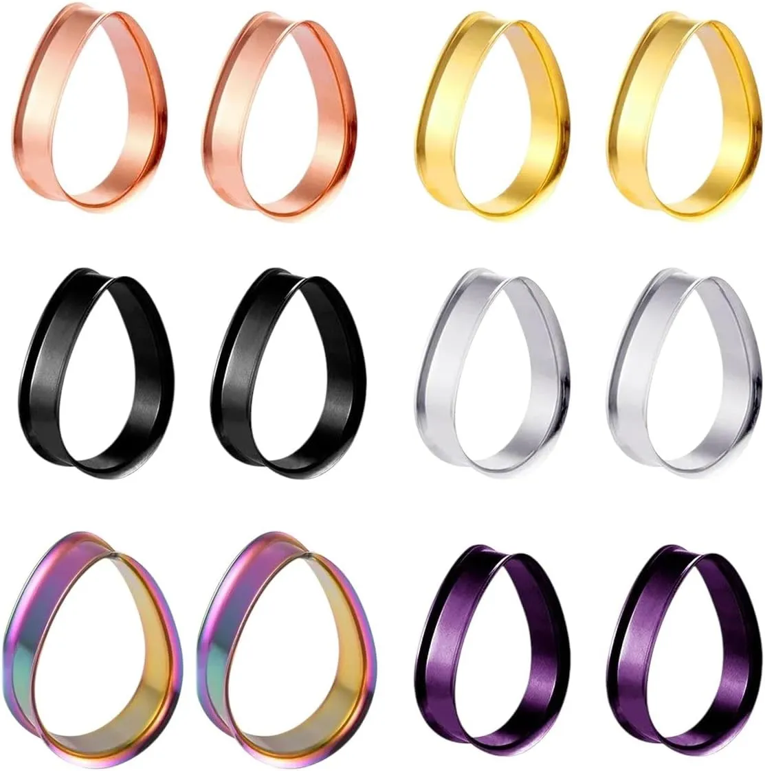 2Pcs 316L Stainless Steel Ear Plug Tunnels Gold Black Steel Color Ear Expander Plug Tunnel Body Jewelry Ear Gauges
