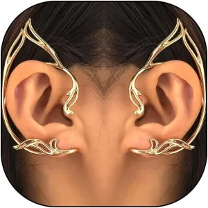 2Pcs Gothic Chunky Gold Elf Ear Cuffs, Fairy Cartilage Piercing Clip On Wrap Earrings, Trendy Vintage Climber Cosplay Jewelry Gifts for Women