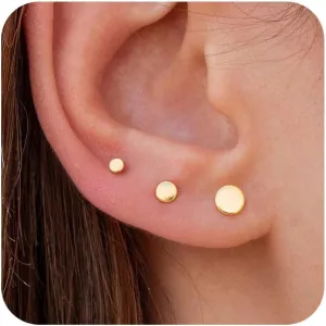 3 Pairs 14k Gold Stud Earrings for Women Hypoallergenic 925 Sterling Silver Post Dainty Silver Cartilage Tragus Earrings Stacks Set Trendy Small Diamond Heart Multiple Piercing Jewelry for Men