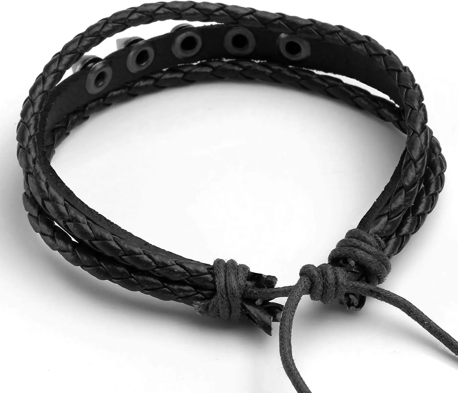 4-10 Pcs Leather Bracelets Set for Women Men Braided Wooden Beads Wrap Cuff Cord Adjustable
