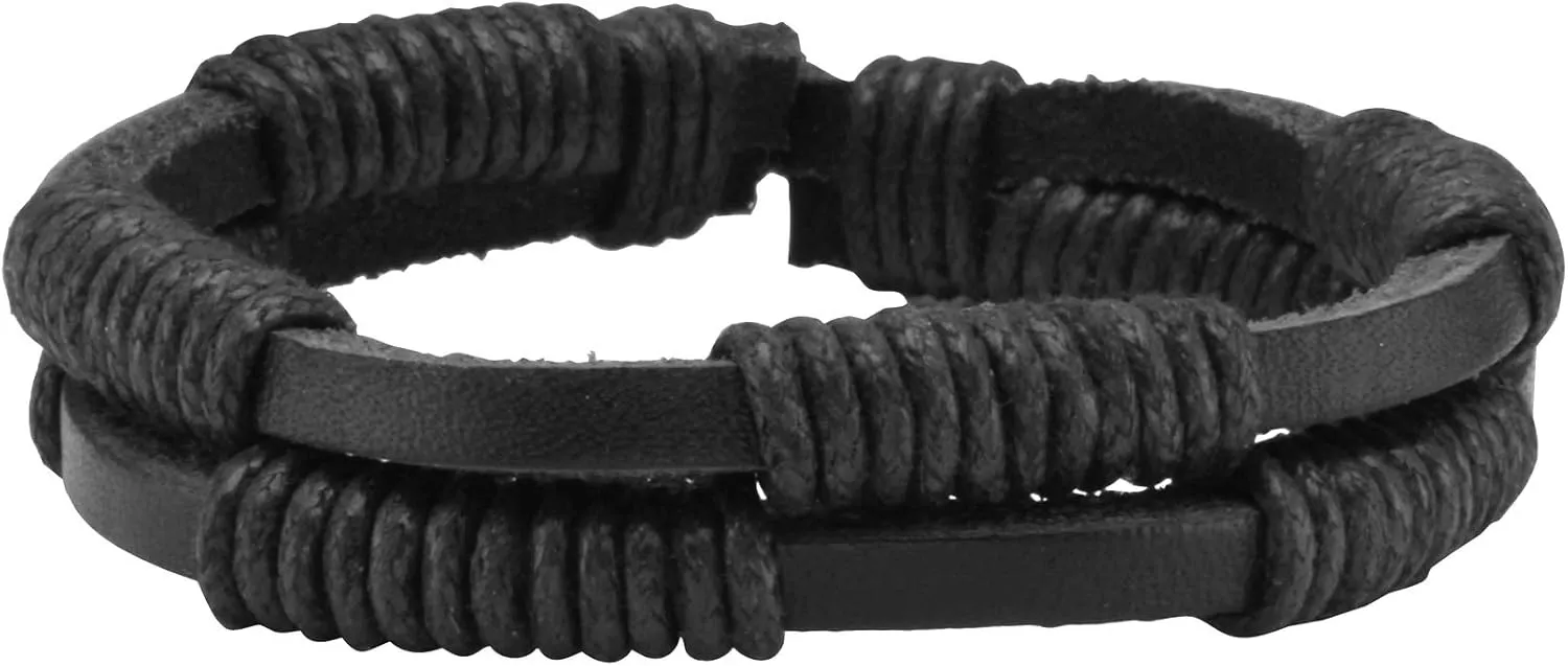 4-10 Pcs Leather Bracelets Set for Women Men Braided Wooden Beads Wrap Cuff Cord Adjustable