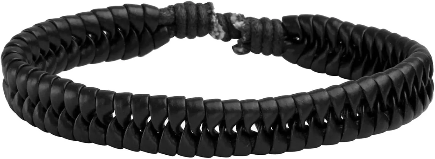 4-10 Pcs Leather Bracelets Set for Women Men Braided Wooden Beads Wrap Cuff Cord Adjustable