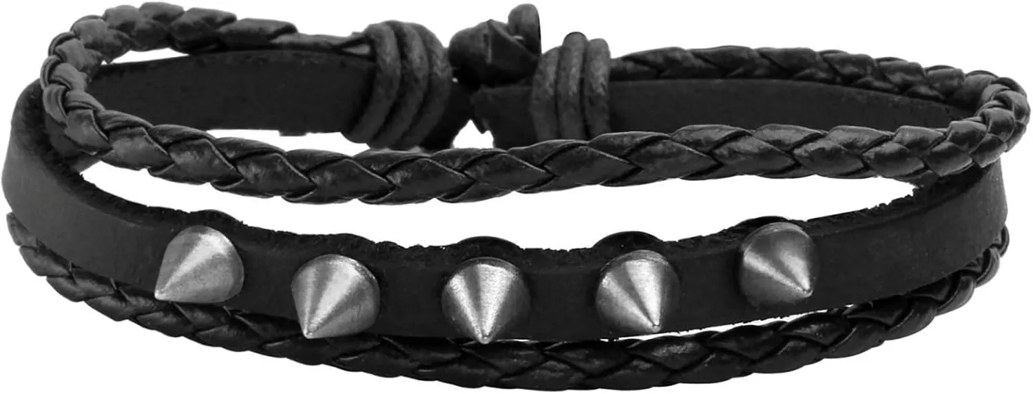 4-10 Pcs Leather Bracelets Set for Women Men Braided Wooden Beads Wrap Cuff Cord Adjustable