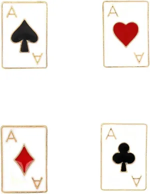 4 pcs Playing Card Enamel Lapel Pin Poker Playing Hand Cards Brooch Pin Playing Cards Brooch