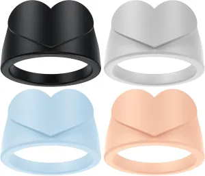4PCS Heart-Shaped Silicone Ring Covers for Oura Ring Protector, Gym-Ready Guards for Women & Men, Anti-Slip Design for Working Out (US4-14)