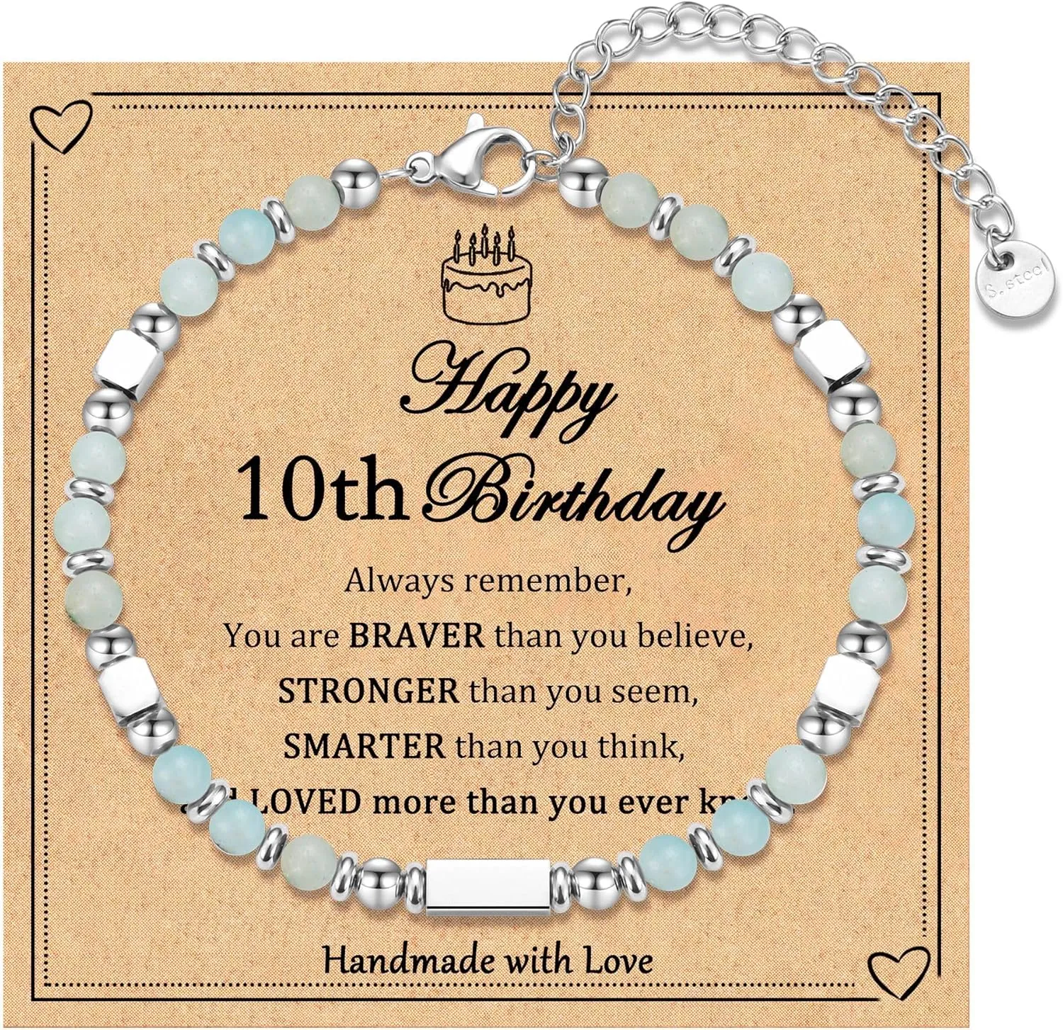 6-21 Years Old Girls Birthday Gifts, Tiny Beaded Bracelets Gifts for Daughter Granddaughter Niece Friends with Happy 6th-21st Birthday Card