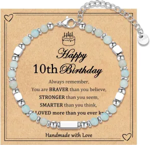 6-21 Years Old Girls Birthday Gifts, Tiny Beaded Bracelets Gifts for Daughter Granddaughter Niece Friends with Happy 6th-21st Birthday Card