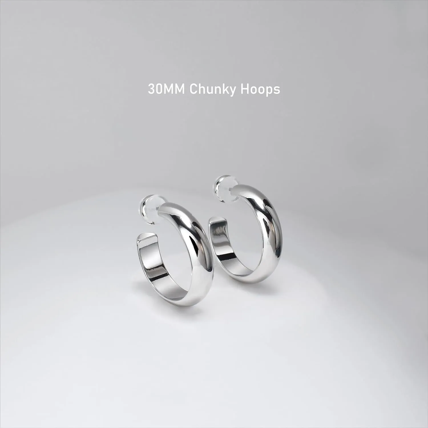 6MM Thick Chunky Gold Hoop Earrings for Women 925 Sterling Silver Post Gold Hoops Hypoallergenic Jewelry