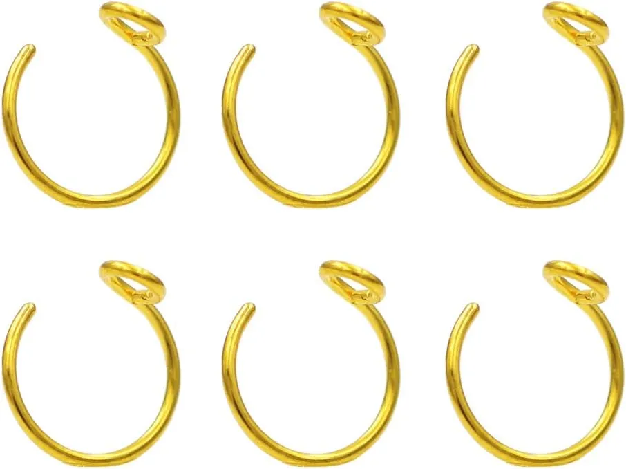 6pcs Fake Nose Ring 20G Faux Piercing Jewelry 8mm Face Nose Hoops Set for Unisex