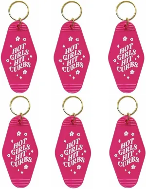 6pcs Hot Girls Hit Curbs Keychains Bulk Motel Keychain for Women Girls Funny Key Chain Car Accessories for Girls Women
