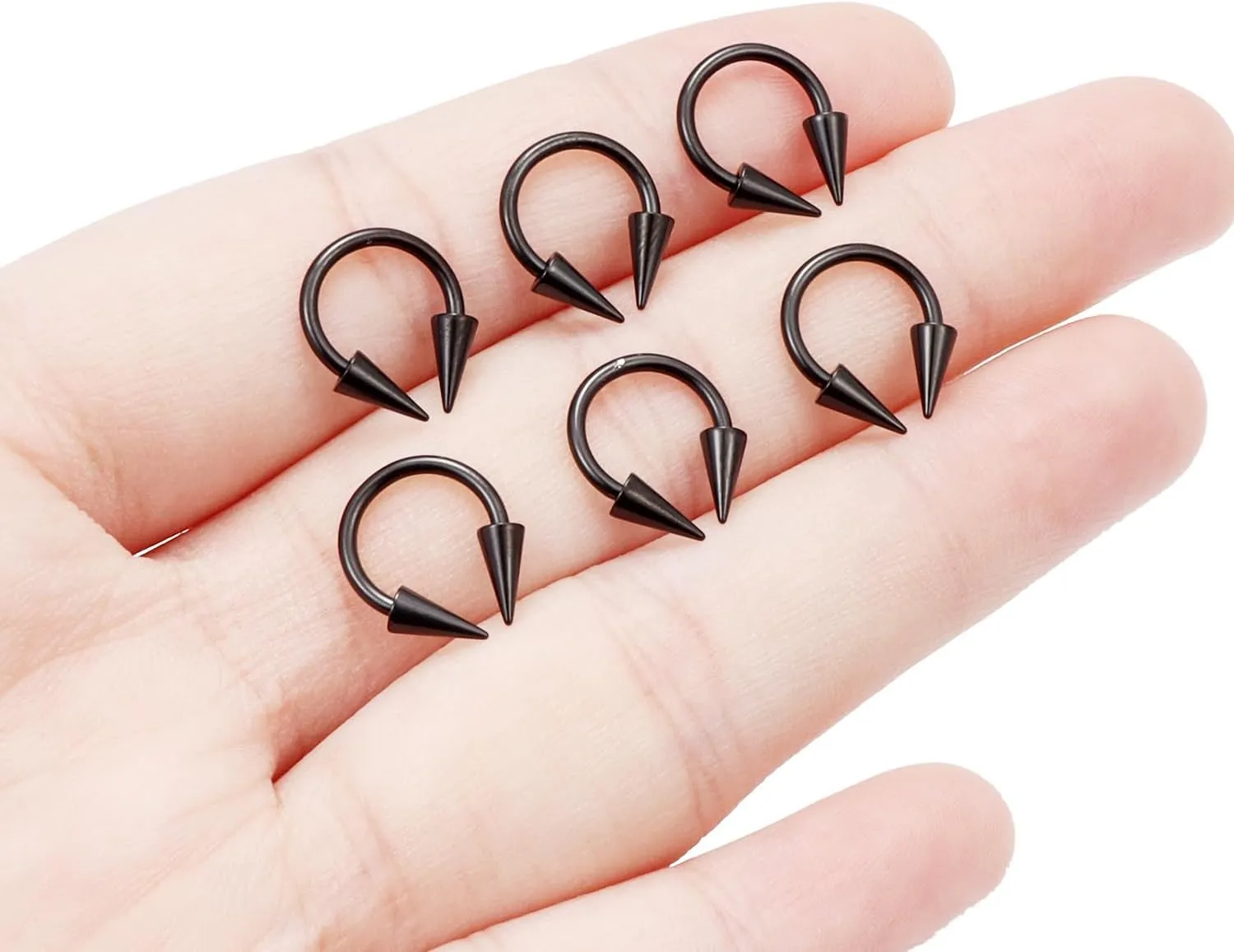 6Pcs Long Spike Septum Rings 16G Surgical Steel Snake Bite Jewelry Lip Rings Smiley Piercing Jewelry for Women Men 8mm 10mm