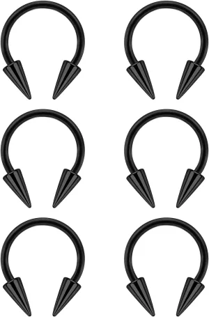 6Pcs Long Spike Septum Rings 16G Surgical Steel Snake Bite Jewelry Lip Rings Smiley Piercing Jewelry for Women Men 8mm 10mm