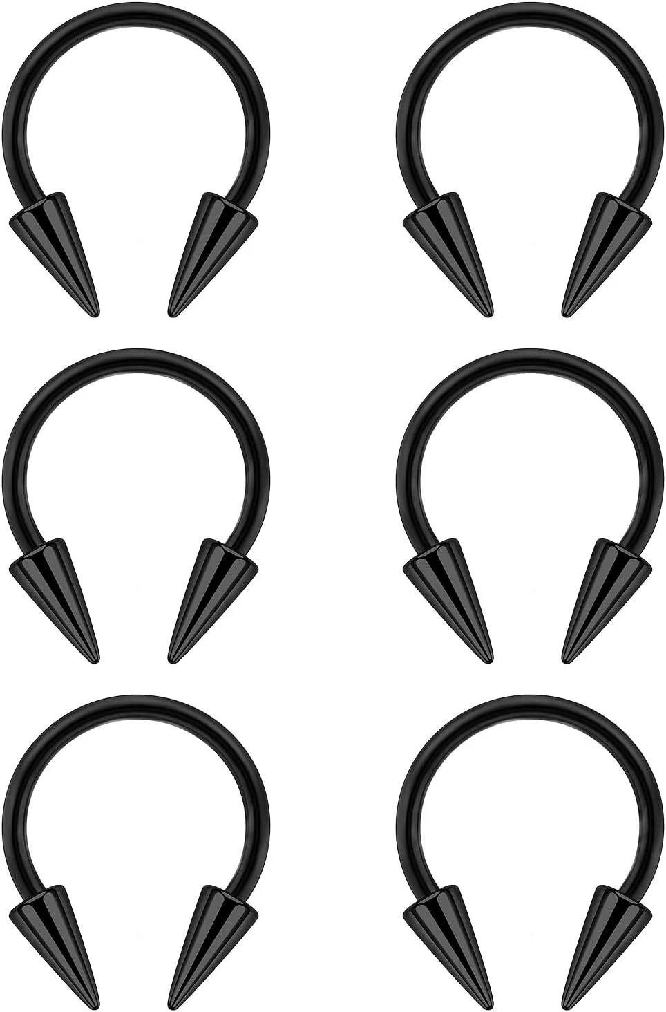 6Pcs Long Spike Septum Rings 16G Surgical Steel Snake Bite Jewelry Lip Rings Smiley Piercing Jewelry for Women Men 8mm 10mm
