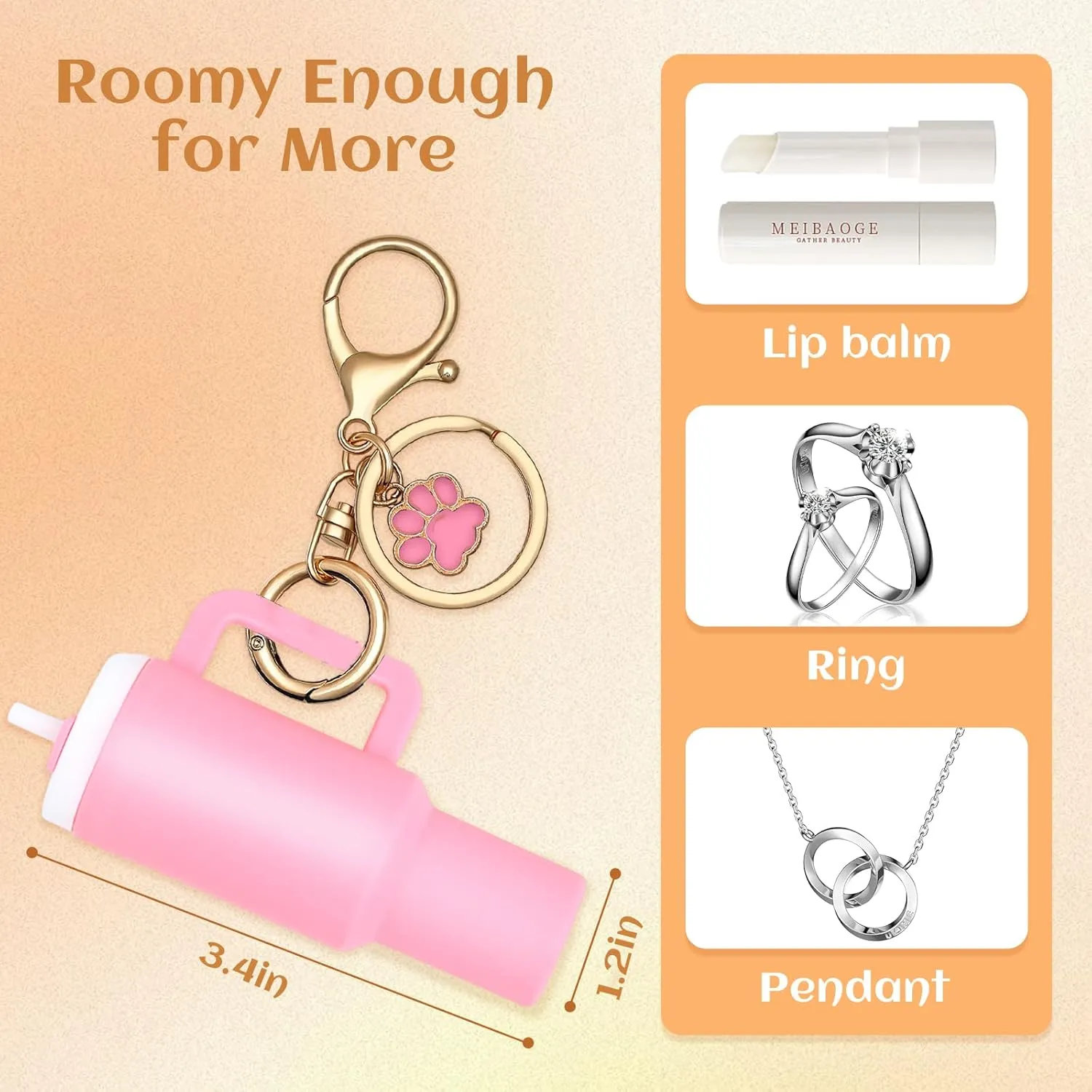 6pcs Mini Tumbler Keychain for Stanley Cup Cute Chapstick Holder Key Chain Charms for Women Purse Backpack