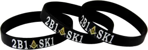 8170003 Set of 3 Pieces 2B1 ASK1 Rubber Band Silicone Bracelet Mason 2B1ASK1 Masonic Freemason