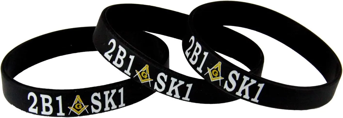 8170003 Set of 3 Pieces 2B1 ASK1 Rubber Band Silicone Bracelet Mason 2B1ASK1 Masonic Freemason