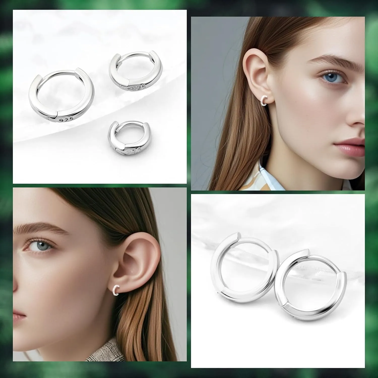 925 Silver 6mm Huggie Hoop Earrings, Set of 2, Cartilage Piercing Jewelry