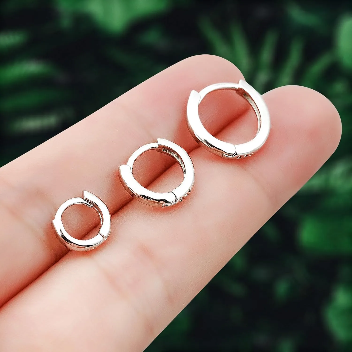 925 Silver 6mm Huggie Hoop Earrings, Set of 2, Cartilage Piercing Jewelry