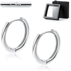 925 Silver 6mm Huggie Hoop Earrings, Set of 2, Cartilage Piercing Jewelry